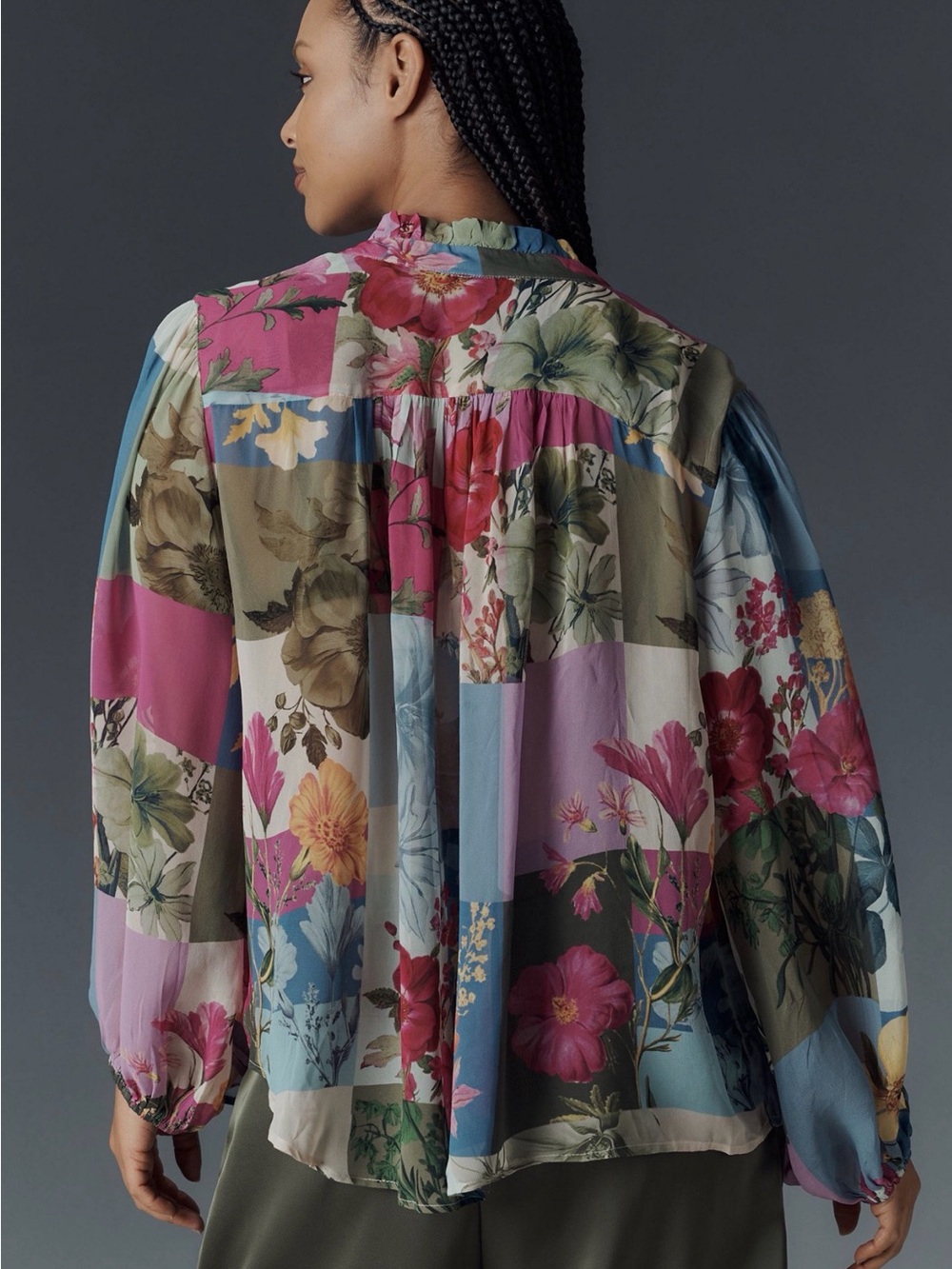 Anthropologie Estela Floral Patchwork Button-Front Women's Blouse - Picture 2 of 8